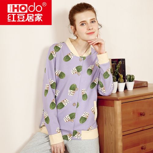 Pyjama pour femme HODOHOME en Coton à manches longues - Ref 2992272