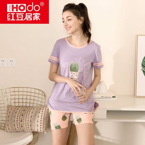 Pyjama pour femme HODOHOME en Coton à manche courte - Ref 2992321