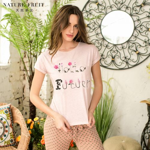 Pyjama pour femme NATURE FRUITS NATURELS à manche courte - Ref 2992537