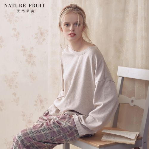 Pyjama pour femme NATURE FRUITS NATURELS en Coton à manches longues - Ref 2992554