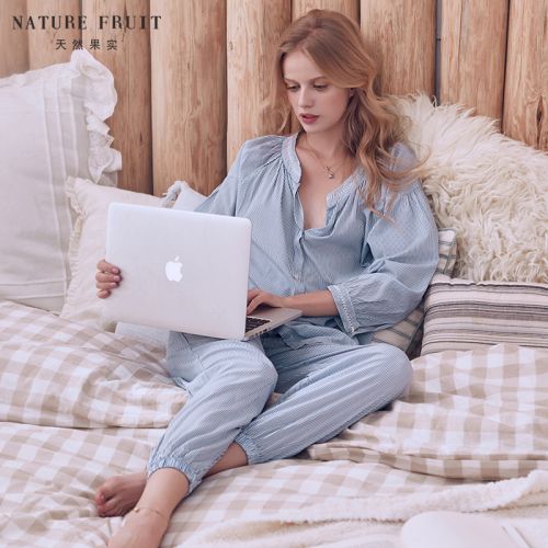 Pyjama pour femme NATURE FRUITS NATURELS en Viscose à neuf manches - Ref 2992609