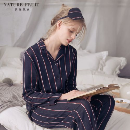 Pyjama pour femme NATURE FRUITS NATURELS en Coton à manches longues - Ref 2992615