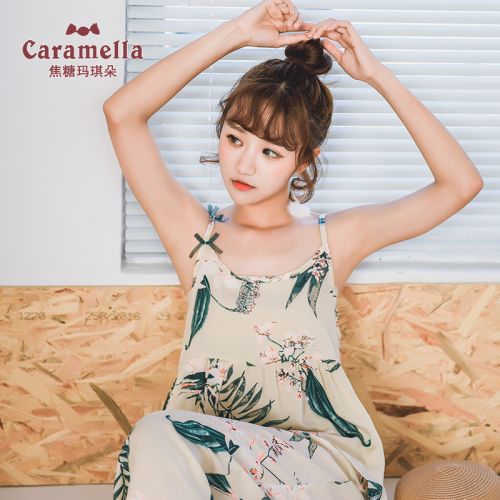Pyjama pour femme CARAMELLA en Coton à sans manches - Ref 2992822