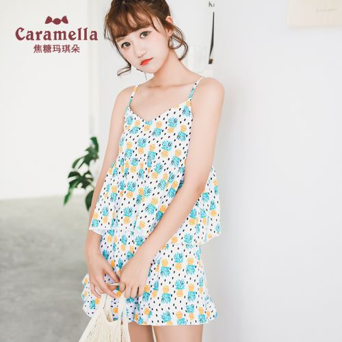 Pyjama pour femme CARAMELLA en Coton à sans manches - Ref 2992823