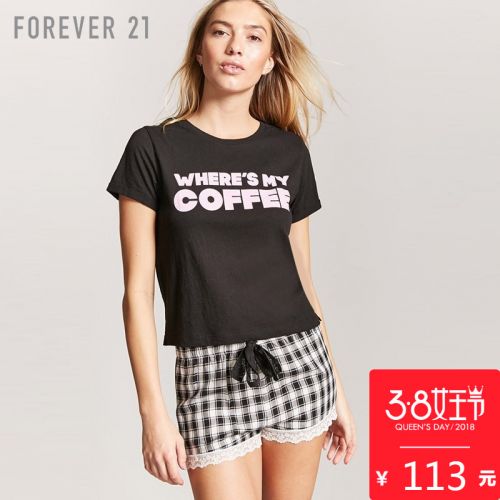Pyjama pour femme FOREVER en Coton à manche courte - Ref 2992881