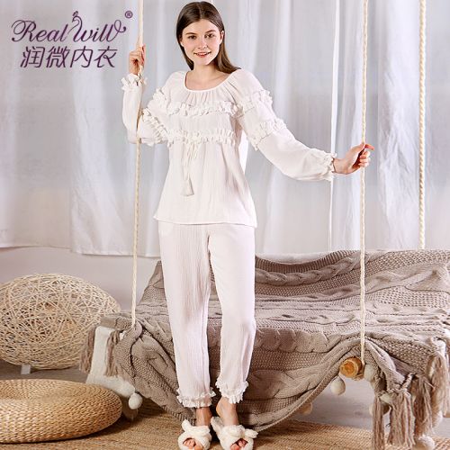 Pyjama pour femme REALWILL en Coton à manches longues - Ref 2993066