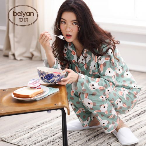 Pyjama pour femme en Coton à manches longues - Ref 2993221