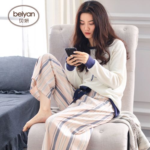 Pyjama pour femme en Coton à manches longues - Ref 2993234