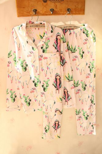 Pyjama pour femme en Coton à manches longues - Ref 2993331