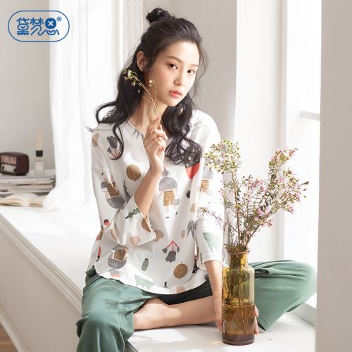Pyjama pour femme DAMOS LOVE en Coton à neuf manches - Ref 2993485