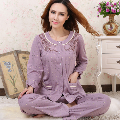 Pyjama pour femme en Coton à manches longues - Ref 2993791