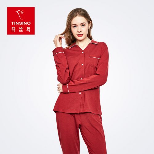 Pyjama pour femme TINSINO en Coton à manches longues - Ref 2993835
