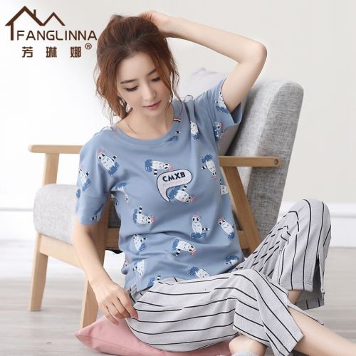 Pyjama pour femme FANG LINNA en Coton à manche courte - Ref 2993957
