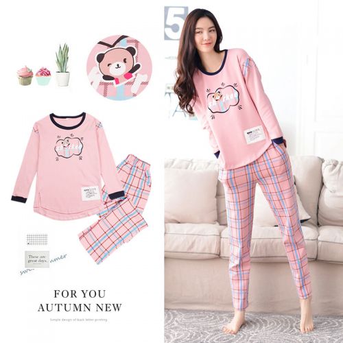 Pyjama pour femme en Coton à manches longues - Ref 2993971