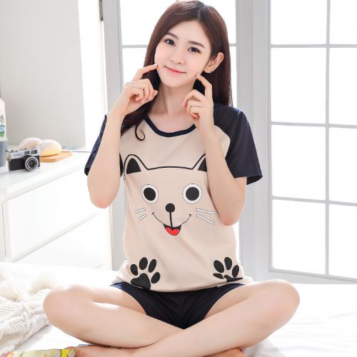 Pyjama pour femme en Coton à manche courte - Ref 2994070