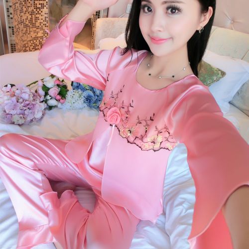 Pyjama pour femme en Soie de glace à manches longues - Ref 2994084