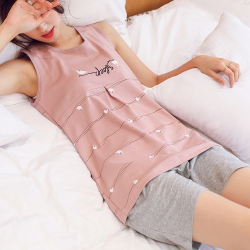 Pyjama pour femme en Coton à sans manches - Ref 2994125