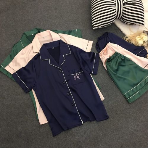 Pyjama pour femme en Soie de glace à manche courte - Ref 2994160