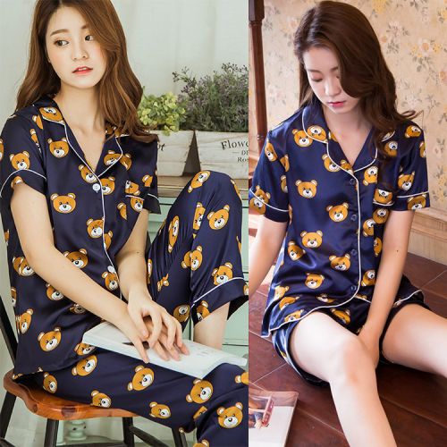 Pyjama pour femme en Soie de glace à manche courte - Ref 2994242