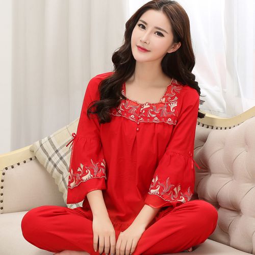Pyjama pour femme en Coton à neuf manches - Ref 2994260