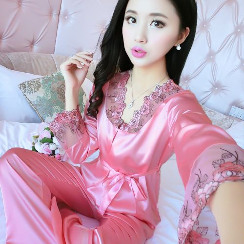 Pyjama pour femme en Soie de glace à manches longues - Ref 2994477