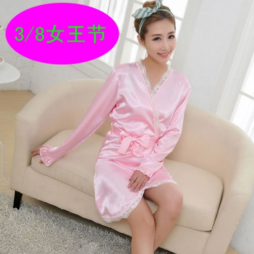 Pyjama pour femme en Soie de glace à manches longues - Ref 2994596