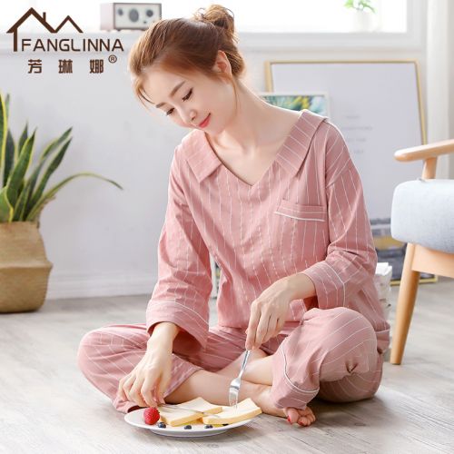 Pyjama pour femme FANG LINNA en Coton à manches longues - Ref 2994673