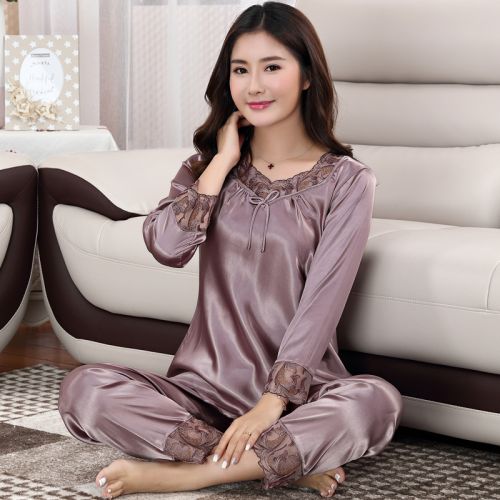 Pyjama pour femme en Soie de glace à manches longues - Ref 2994694