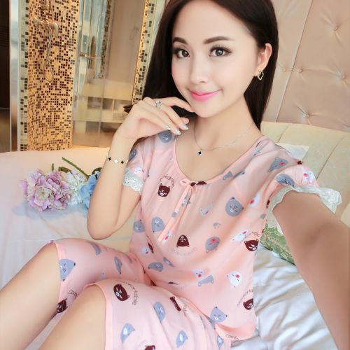 Pyjama pour femme en Viscose à manche courte - Ref 2994800