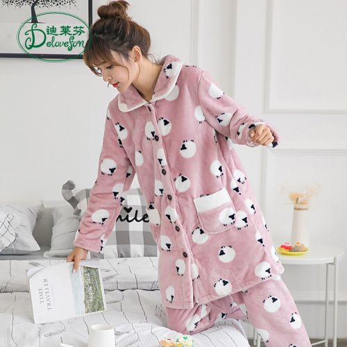 Pyjama pour femme DELOVEFON en Polyester à manches longues - Ref 2995084