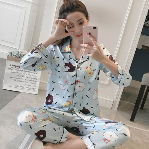 Pyjama pour femme en Soie de glace à manches longues - Ref 2995197