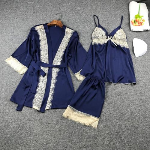 Pyjama pour femme en Soie de glace à manches longues - Ref 2995227
