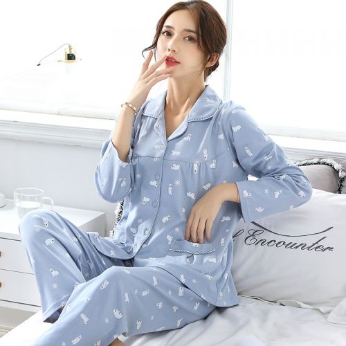 Pyjama pour femme en Coton à manches longues - Ref 2995241