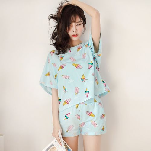 Pyjama pour femme PINKDACKEB en Coton à manche courte - Ref 2995263