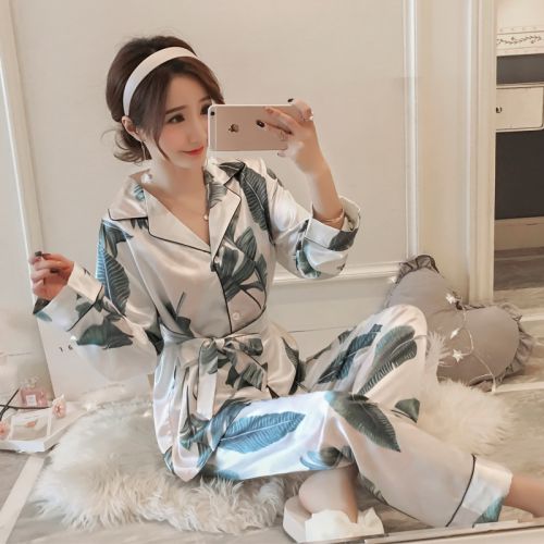 Pyjama pour femme en Soie de glace à manches longues - Ref 2995430