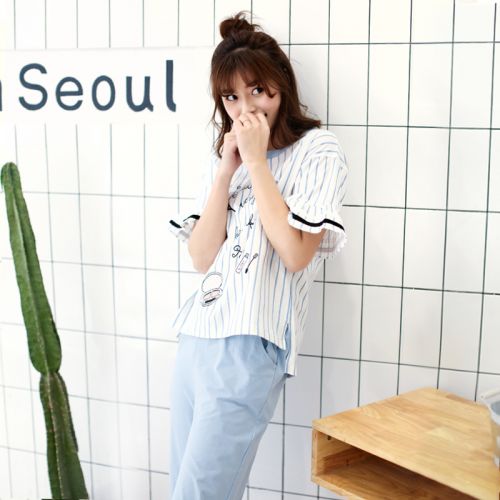 Pyjama pour femme en Coton à manche courte - Ref 2995495