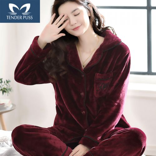 Pyjama pour femme TENDER PUSS LADY CHAT en Polyester à manches longues - Ref 2995499