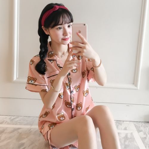 Pyjama pour femme en Soie de glace à manche courte - Ref 2995919