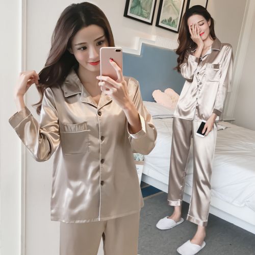 Pyjama pour femme en Soie de glace à manches longues - Ref 2996024