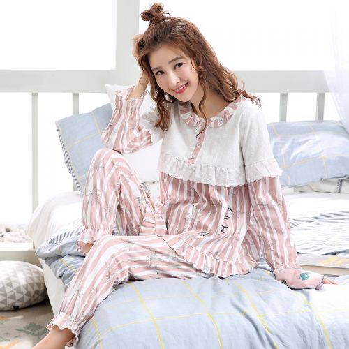 Pyjama pour femme RUOSHION en Coton à manches longues - Ref 2996109