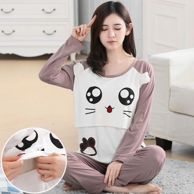 Pyjama pour femme en Coton à manches longues - Ref 2996209