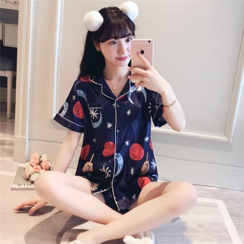 Pyjama pour femme en Soie de glace à manche courte - Ref 2996473