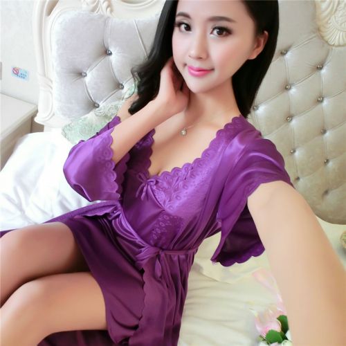 Pyjama pour femme en Soie de glace à manche courte - Ref 2996572