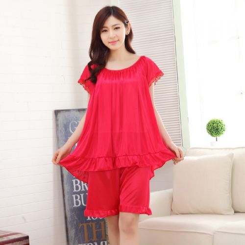 Pyjama pour femme en Soie de glace à manche courte - Ref 2996732