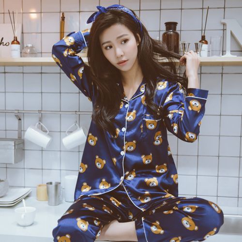 Pyjama pour femme en Soie de glace à manches longues - Ref 2996891