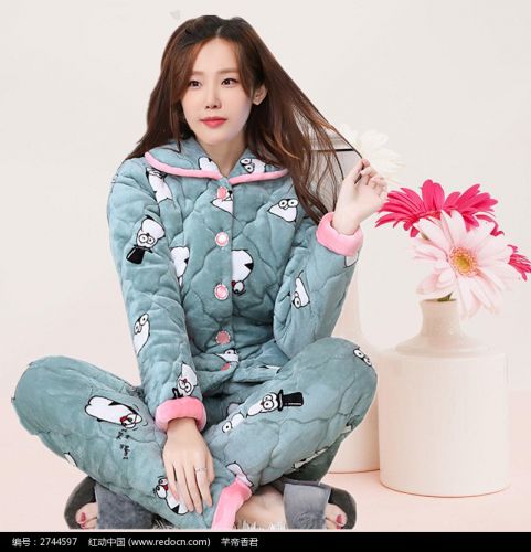 Pyjama pour femme en Coton à manches longues - Ref 2997507