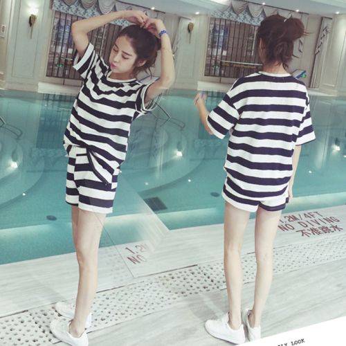 Pyjama pour femme en Coton colore à manche courte - Ref 2997552