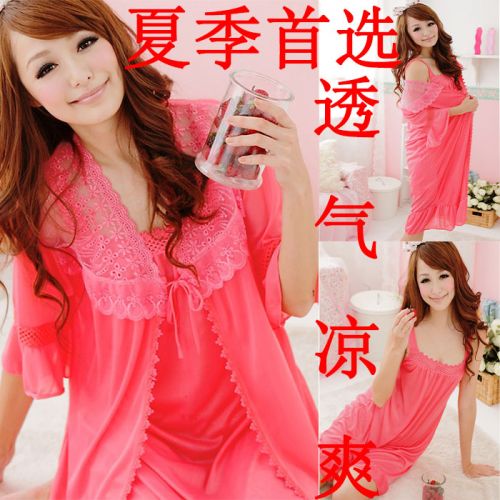 Pyjama pour femme en Soie de glace à manche courte - Ref 2997807