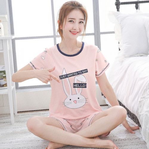 Pyjama pour femme en Coton colore à manche courte - Ref 2999386