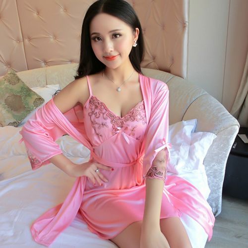 Pyjama pour femme en Soie de glace à neuf manches - Ref 2999527